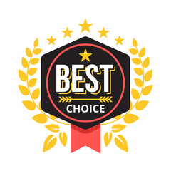 Obraz premium Vector best choice label with red ribbon