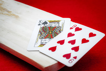 Wooden baccarat pallette holding a winning nine, Baccara is the casino game also known as “ punto banco “