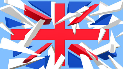 Union Jack flag exploded