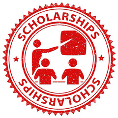 Scholarships Stamp Indicates Education Diploma And Learn