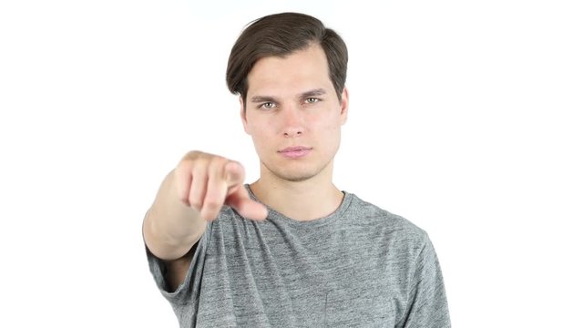 Young Man Pointing his Finger toward Camera