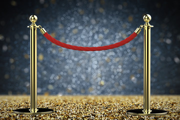 rope barrier with gold glitter 