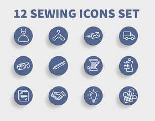 Round blue icons vector sewing workshops