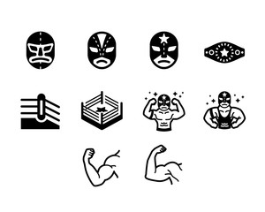 Wrestler Fighter Vector Icon Set