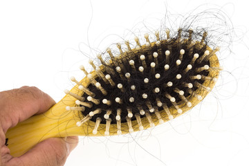 Comb brush with lost hair, Demonstrating health problems.