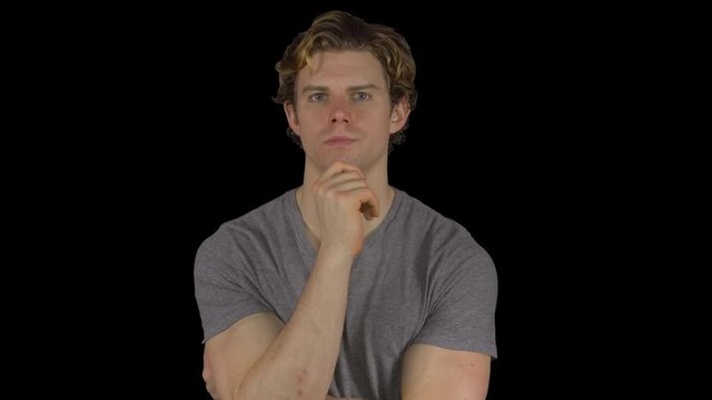 Young man is curious (Transparent Background)