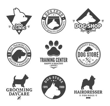 Set of vector dog logo and design elements