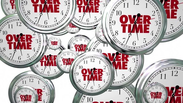 Overtime Extra Added Bonus Work Clocks Flying 3d Animation