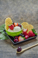 ice cream with berries