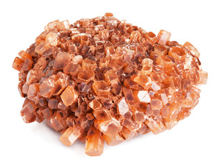 Aragonite crystal isolated on white with clipping path
