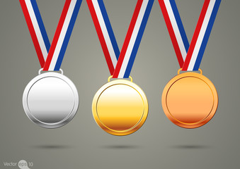 gold, silver and bronze medals.vector