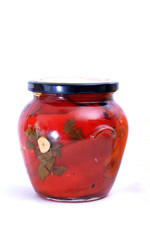 roasted and spiced paprika in  jar.  food concept