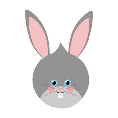 Cute rabbit flat icon isolated vector illustration