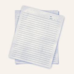 illustration of white paper with line on white background