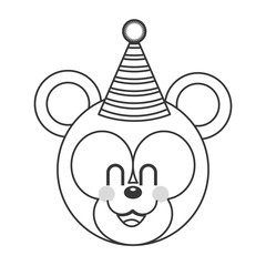cute baby bear party hat isolated vector illustration