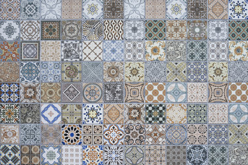 Tiles Floor Ornament Collection Gorgeous Seamless Patchwork Colorful Painted Tin Glazed Ceramic Tilework Pattern