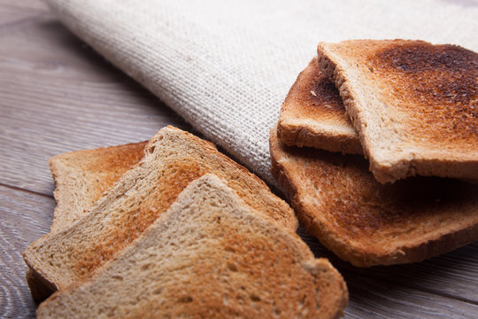 slices of bread on table