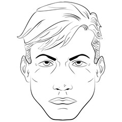 Sketch handsome man, face vector illustration