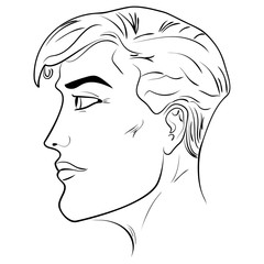 Outline side profile of a human male head