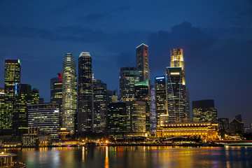 Plakat Singapore financial district at the night