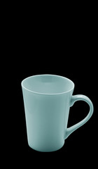 cups coffee isolated on black background