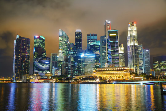 Singapore financial district at the night
