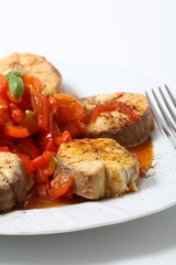 Pesce palombo con peperoni