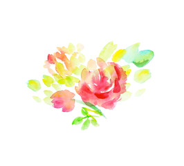 Fototapeta na wymiar pale color abstract rose flower element. hand drawn watercolor i