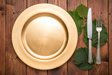 Silverware with an empty tag on a table