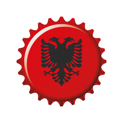 National flag of Albania on a bottle cap. Vector Illustration