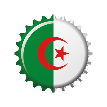 National flag of Algeria on a bottle cap. Vector Illustration