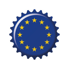 Flag of the European Union on a bottle cap. Vector Illustration