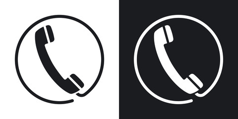 Vector telephone receiver icon.  Two-tone version on black and white background
