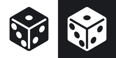 Vector dice icon. Two-tone version on black and white background