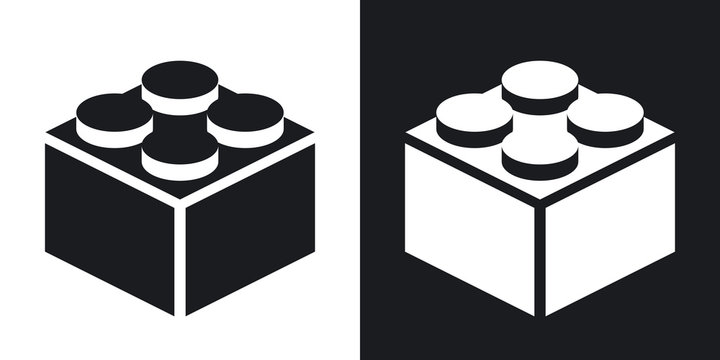 Vector building block icon.  Two-tone version on black and white background
