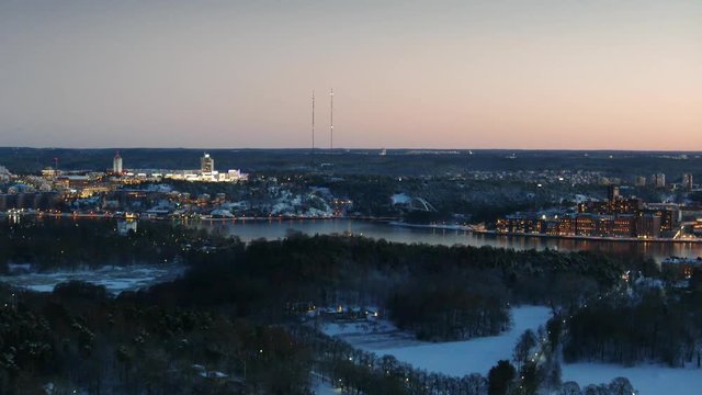 Night Stockholm aerial view