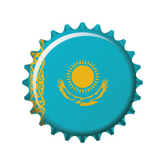 National flag of Kazakhstan on a bottle cap. Vector Illustration