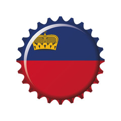 National flag of Liechtenstein on a bottle cap. Vector Illustrat