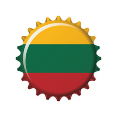 National flag of Lithuania on a bottle cap. Vector Illustration