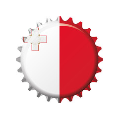 National flag of Malta on a bottle cap. Vector Illustration