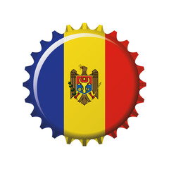 National flag of Moldova on a bottle cap. Vector Illustration