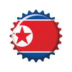 National flag of North Korea on a bottle cap. Vector Illustratio