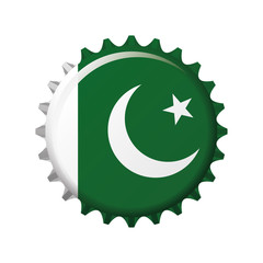 National flag of Pakistan on a bottle cap. Vector Illustration