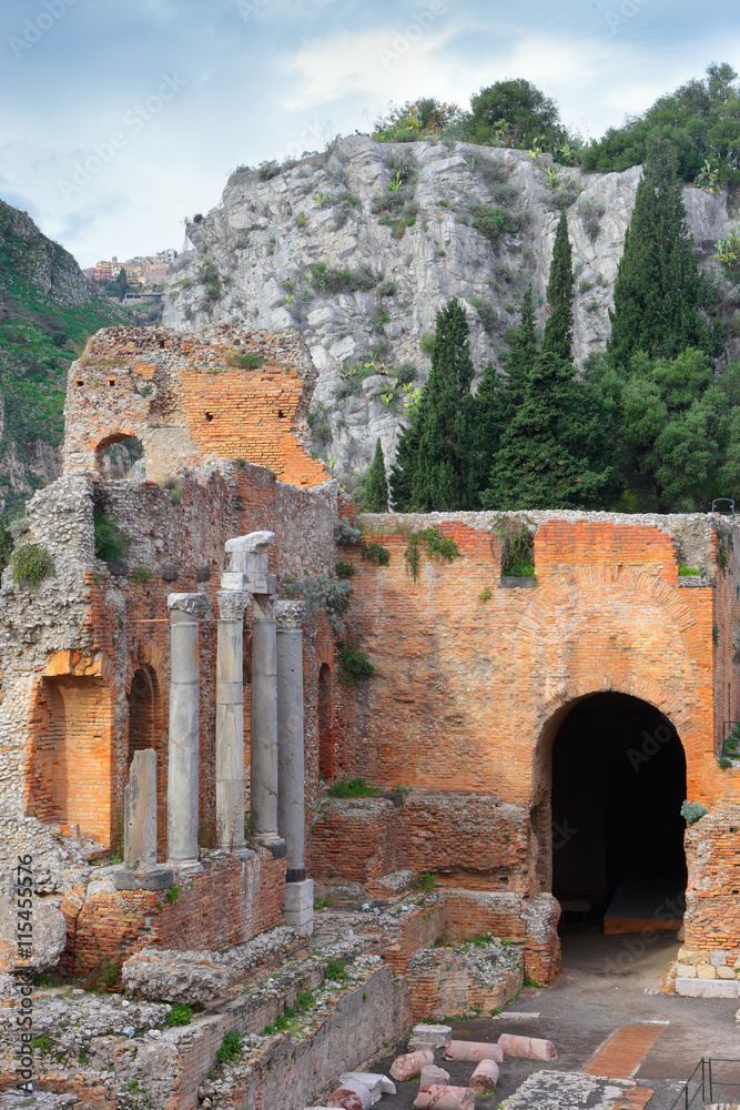 Wall mural Greek Theater of Taormina, Sicily, Italy