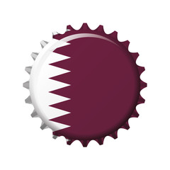 National flag of Qatar on a bottle cap. Vector Illustration