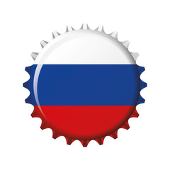 National flag of Russia on a bottle cap. Vector Illustration