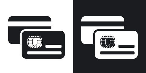 Obraz premium Vector credit card icon. Two-tone version on black and white background