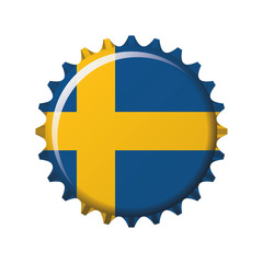 National flag of Sweden on a bottle cap. Vector Illustration