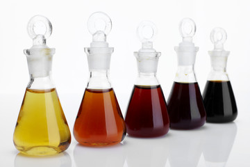 The laboratory glass container and liquid