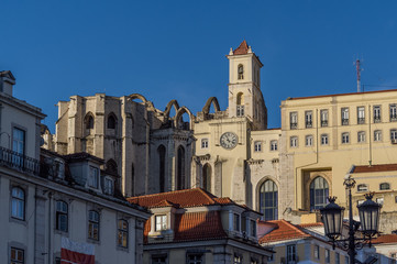 Fototapeta na wymiar Old city of Lisbon with monastery and church ruins, Portugal